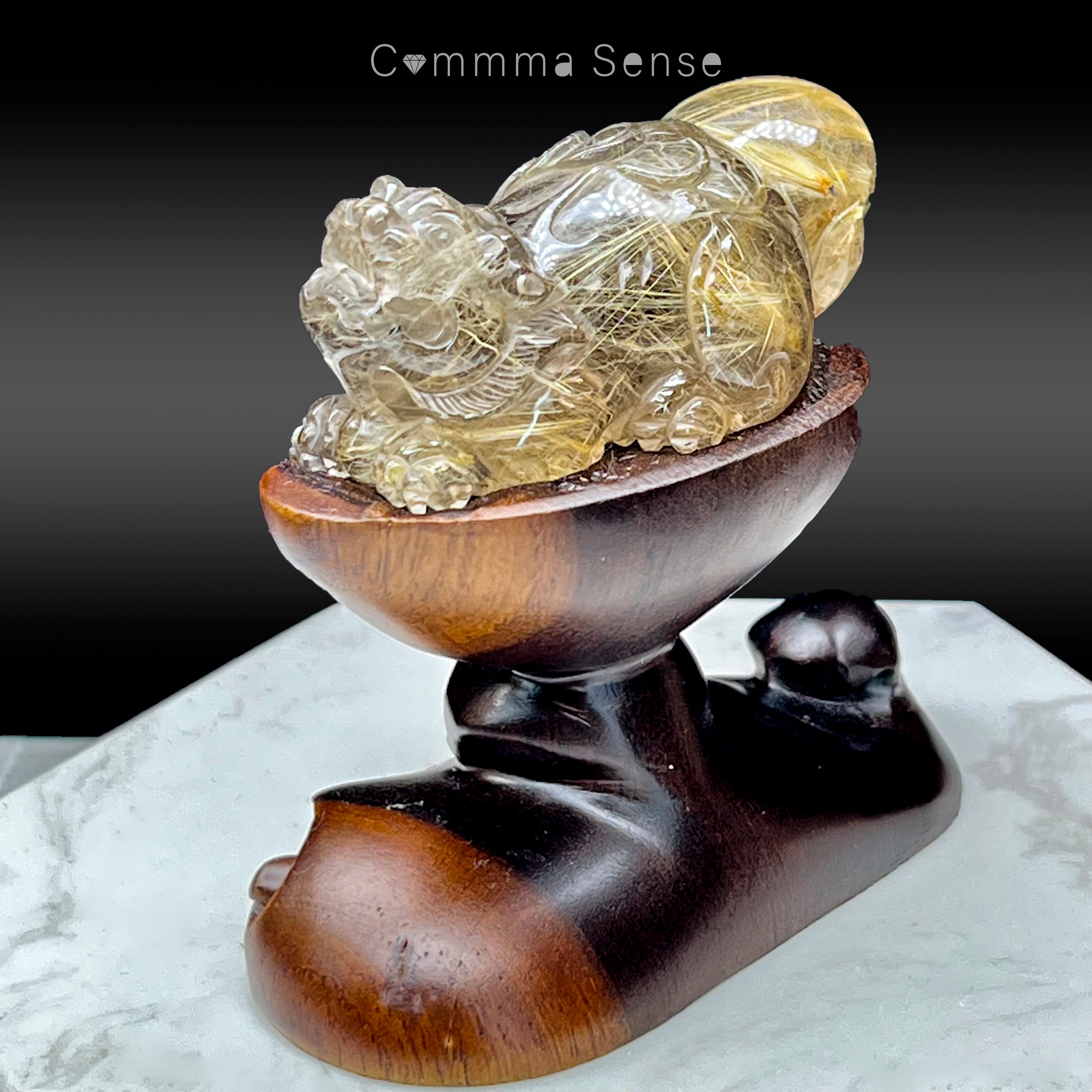 鈦晶貔貅擺設Rutilated Quartz Brave Troops – Commma Sense Workshop