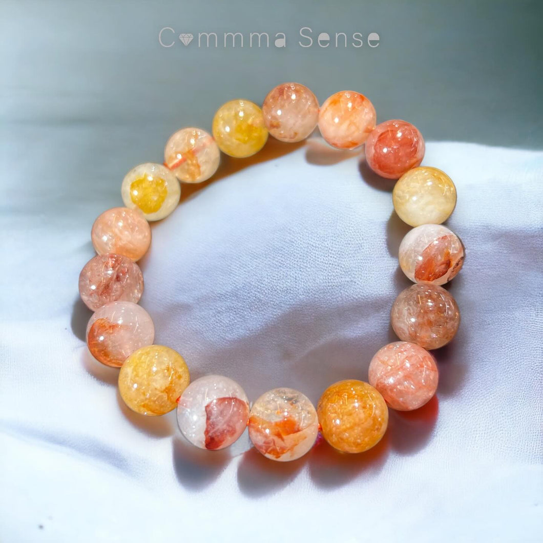 黃紅膠花水晶手鏈 Hematoid Quartz Bracelet