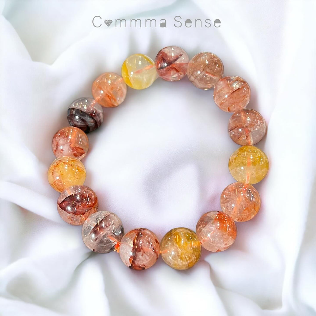 黃紅膠花水晶手鏈 Hematoid Quartz Bracelet