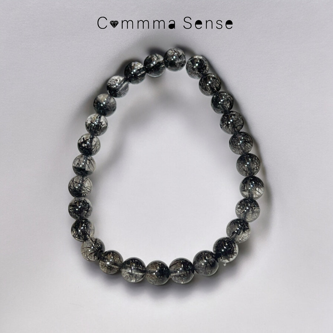 7mm清透聚寶盆黑髮晶手鏈 Black Rutilated Quartz Bracelet