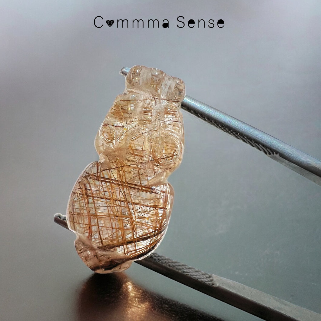 18mm 銅髮晶貔貅（吊墜及通孔兩用） Copper Rutilated Quartz Brave Troops