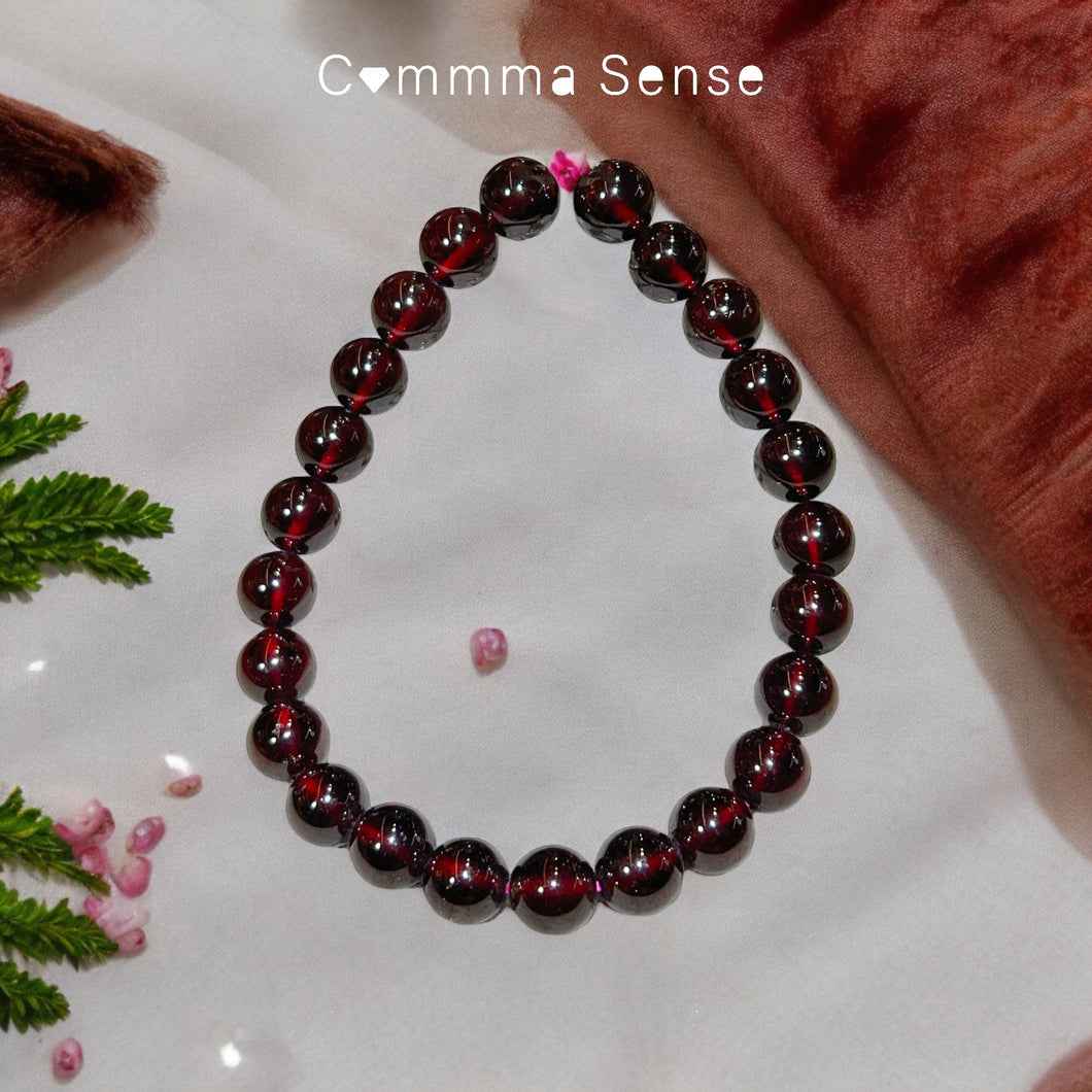 7mm酒紅色紅石榴手鏈 Garnet Bracelet