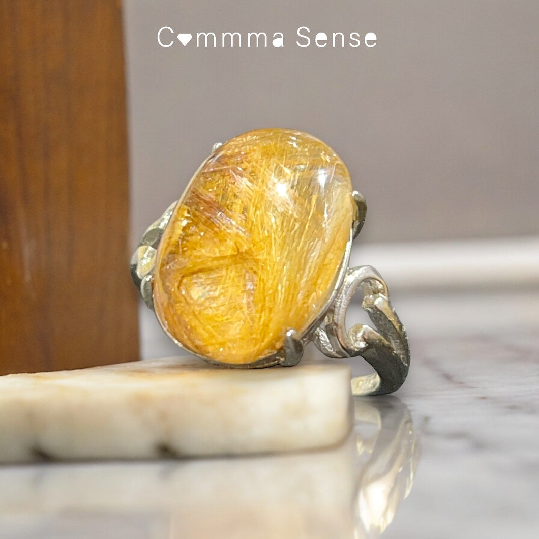 黃兔毛戒指 Rutilated Quartz Silver Ring