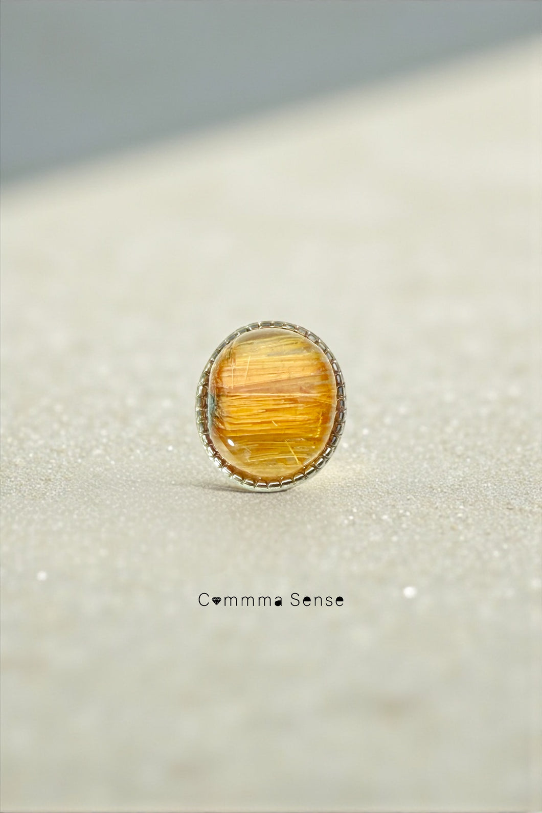滿順金鈦晶純銀盒子配飾 Rutilated Quartz Charms