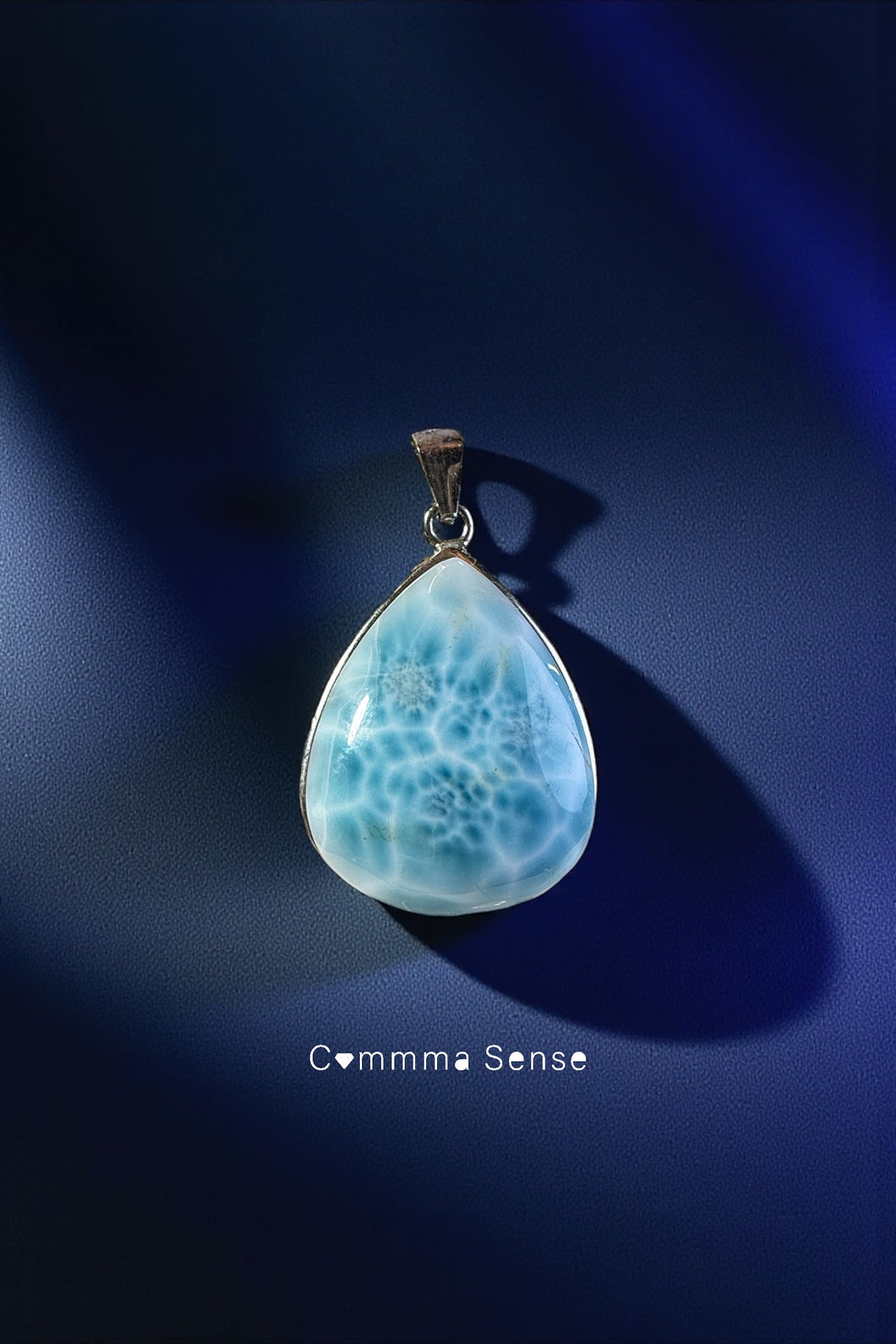 海紋石925銀邊吊墜 Larimar Silver Pendant