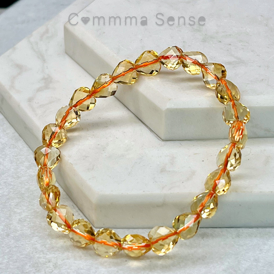 鑽切黃水晶心形手鏈Heart Sharp Citrine – Commma Sense Workshop Limited